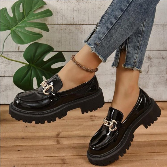 Women's Black Plus Size French Thick-soled Loafers New Summer - Picture 4 of 4